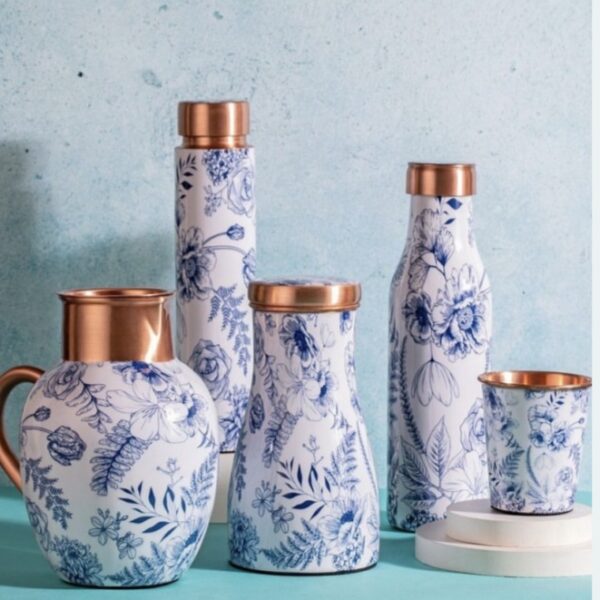 Custom Meena Print Copper Bottle - Personalized Ayurvedic Gift