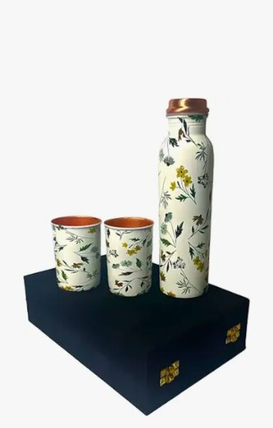 Meena Print Copper Water Bottle - Detox & Divine
